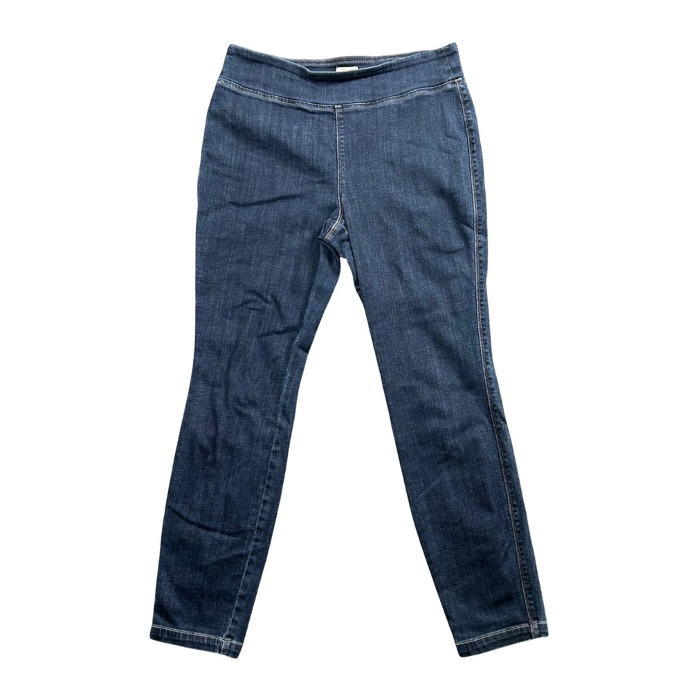 LOGO Lori Goldstein Pull On Jeans Womens 12 Blue Stretch Skinny Denim Pants